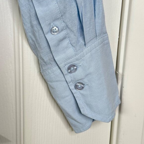 Song of Style Linen Blend Mini Dress Front Cutout Light Blue Size Small - Picture 9 of 12